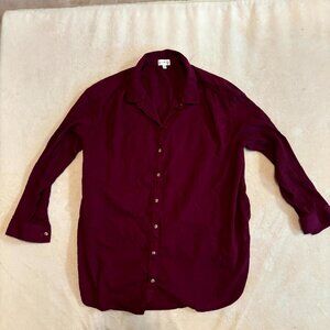 Wonderly 2X Burgundy Button Down Tunic Top – Long Sleeve Plus Size